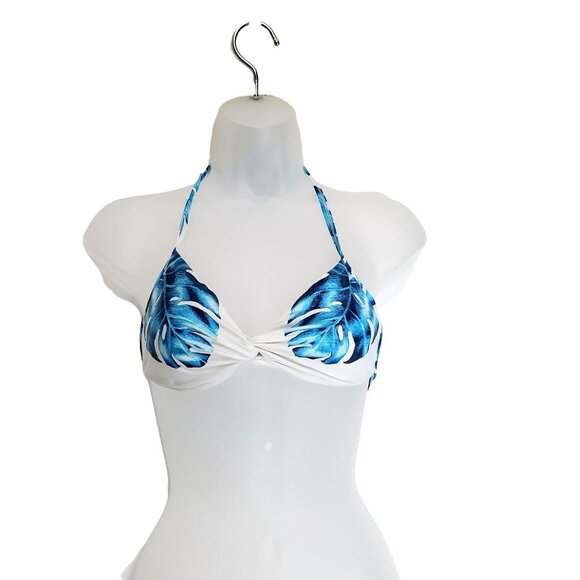 PILYQ Womens Wailea Kai Twist Halter Top Small Palm Leaf Stretchy Beach Coastal - Picture 1 of 10